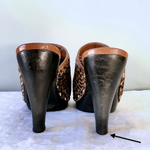 Nina Elisha brown/black leopard print heeled clogs - Picture 5 of 16